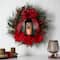 28" Poinsettia & Berry Holiday Lantern Christmas Wreath with LED Candle